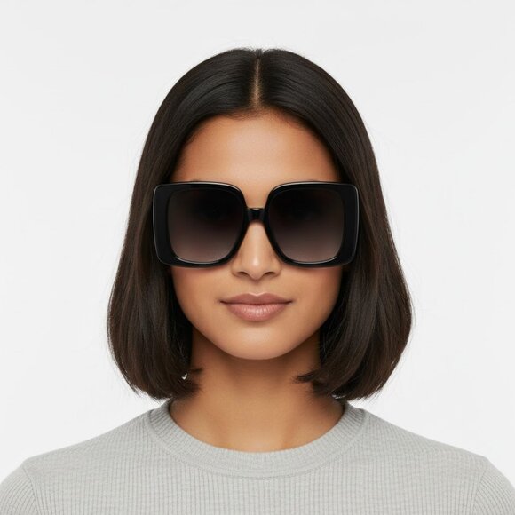 New Authentic Gucci Grey Square Ladies Sunglasses GG1314S 001 55 GG1314S 001 55